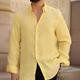 Men's Men Shirt Cotton Linen Shirt Button Up Shirt Casual Shirt Summer Shirt Yellow Orange Long Sleeve Plain Lapel Hawaiian Holiday Button-Down Clothing Apparel Fashion Casual Comfortable