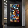 Large Size Oil Painting 100% Handmade Hand Painted Wall Art On Canvas Human Face Abstract Portrait Picasso Style Home Decoration Decor Rolled Canvas No Frame Unstretched