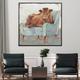 Handmade A cow sitting on a sofa painting handmade Abstract Cow Oil Painting Unique Artwork Vibrant Animal Canvas painting Wall Art Cow painting for living room bedroom wall home decor
