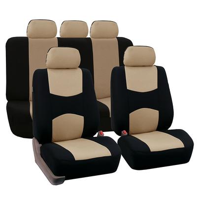 Car Seat Covers Full Set Front and Rear Split Bench Seat Protectors Easy Install with Two-Tone Accent Universal Fit Interior Accessories for5 Passenger Auto Truck Van SUV Side Airbag Compatible with S