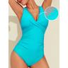 Triangle V-Neck Petal Border One-Piece Swimsuit