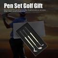 Zinc Alloy Golf Pen Gift Set, 3 Colors Sturdy Resistant Golf Ballpoint Pen GIF Sets Reusable Aluminum Alloy for Desktop