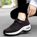 Women's Sneakers Hiking Boots Flyknit Shoes Comfort Shoes Outdoor Color Block Winter Wedge Heel Round Toe Sporty Casual Running Hiking Elastic Fabric Lace-up Black Blue
