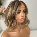 14 Inch Ombre Body Wave Bob Lace Front Wig Human Hair 13X4 Highlight Lace Front Short Body Wave Wig Human Hair 4/27 Ombre Brown Colored Human Hair Wigs 200 Density Wigs Human Hair with Baby Hair