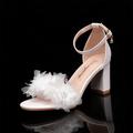 Women's Heels Wedding Shoes White Shoes Dress Shoes Wedding Party Floral Imitation Pearl Lace Flower Stiletto Round Toe Cute Business Sexy PU Buckle White Pink