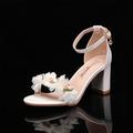 Women's Heels Wedding Shoes White Shoes Dress Shoes Wedding Party Floral Imitation Pearl Lace Flower Stiletto Round Toe Cute Business Sexy PU Buckle White Pink