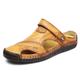 Men's Sandals Slippers Comfort Shoes Casual Beach Walking Shoes Cowhide Breathable Dark Brown Brown Black Spring Summer