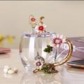 Glass tea cup with ladle tea lovers gift for women wife mom women friends birthday Mother's Day Valentine's Day Women's Day Mother's Day Gifts for MoM