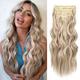 Clip in Hair Extensions for Women 20 Inch Long Wavy Curly Auburn Hair Extension Full Head Synthetic Hair Extension Hairpieces