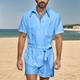 Men's Linen Shorts Summer Shorts Jumpsuit Pocket With Belt Plain Comfort Short Sports Outdoor Daily Holiday Fashion Designer White Blue