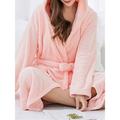 Women's Fleece Pajamas Robe Bathrobe Pure Color Plush Comfort Home Daily Bed Coral Fleece Coral Velvet Warm Lapel Long Sleeve Pocket Fall Winter Dark purple thick plain color (without hood) Pineapple