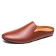 Men's Clogs Mules Comfort Loafers British Style Plaid Shoes Half Shoes Comfort Shoes Casual British Daily Leather Loafer Black White Brown Summer Spring