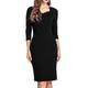 Robe de travail Robe Droite Robe Fourreau Femme Robe mi-longue Elégant Mode Patchwork Col V Manches 3/4 Bureau du quotidien Plein Standard Noir Printemps Automne S M L XL XXL