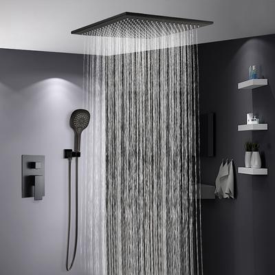 Bathroom Ceiling Mounted Shower Faucet Set, High Flow Rain Shower Concealed Shower System with Multi Function Handheld Shower, Hot and Cold Water Switch Included