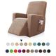 Recliner Chair Stretch Sofa Cover Slipcover Elastic Couch Protector With Pocket For Tv Remote Control Books Plain Solid Color Soft Durable