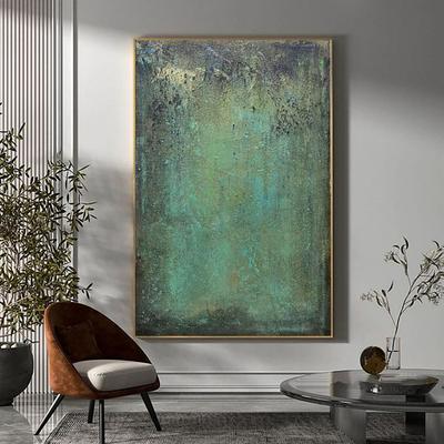 Handmade Oil Painting Canvas Wall Art Decoration Modern Nordic Minimalism Green Texture for Home Decor Rolled Frameless Unstretched Painting
