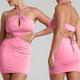 Moulante Robe Fourreau Femme Mini robe Dos Nu Noeud de cravate Carnaval Sexy Dos nu Sans Manches Mince Rose Claire S M L XL