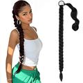 Braided Ponytail Extension FENTISAR 34Inch Dark Brown Ponytail Extension with Hair Tie Straight Wrap Around Hair Extensions Ponytail Natural Soft Synthetic Hair Piece for Women Daily Wear