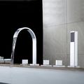 Bathtub Faucet Multi-hole Deck Mounted with Heldhand Showerhand, Bath Tub Filler Mixer Brass Taps 5 Hole 3 Handle Chrome