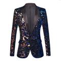 Men's Sequin Velvet Blazer Jacket Shiny Luxury Weddings Party Blazer Retro 70s Disco Sparkle Singers Blazer Regular Fit Blue 2024