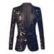 Men's Sequin Velvet Blazer Jacket Shiny Luxury Weddings Party Blazer Retro 70s Disco Sparkle Singers Blazer Regular Fit Blue 2024