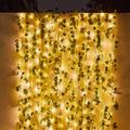 Outdoor Solar LED String Lights IP65 Waterproof Solar Power Outdoor Led Garden Hanging Lights Artificial Outdoor Ivy Leaf Plants For Yard Fence Wall Hanging Decoration Warm White 8 Mode Lighting