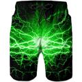 Men's Board Shorts Swim Shorts Swim Trunks Beach Shorts Drawstring with Mesh lining Elastic Waist Lightning Graphic Prints Quick Dry Short Casual Daily Holiday Boho Hawaiian Black Yellow Micro-elastic