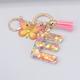 New Exquisite 26 Letter Resin Keychain with Pink Tassel Gradient Butterfly Pendant Key Ring Women Bag Ornaments Accessories Gift