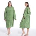 Bathrobe Plush Lounge Robe Oliver Green with Pockets Women's Sleepwear