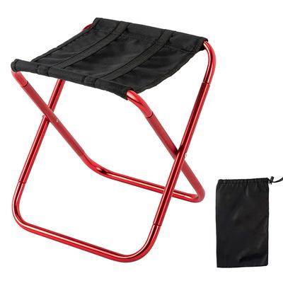 Folding Stool Camping Stool with Carry Bag Fishing Stool Portable Ultra Light (UL) Foldable Aluminium 7075 for 1 person Camping / Hiking / Caving Traveling Mountaineering Summer Silver Gold Red Blue