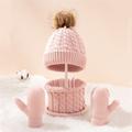 Warm Simple Solid Pompom Cap Scarf Gloves 1set Autumn Winter Children's Hat Set Newborn Hat Baby Hat Warm Suit 0-3 Years Old