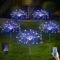 Solar Garden Lights Outdoor Firework Lights 5 Pack 120 LED Solar Lights Decorative Stake with Remote 8 Modes DIY Landscape Light Waterproof Lamps for Walkway Pathway Backyard Lawn