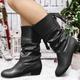 Women's Boots Ladies Shoes Valentines Gifts Slouchy Boots Riding Boots Office Valentine's Day Daily Solid Color Mid Calf Boots Chunky Heel Pointed Toe Vintage Fashion Comfort Faux Leather Black White