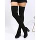 Women's Boots Sock Boots Plus Size Winter Boots Daily Solid Color Over The Knee Boots Thigh High Boots Winter Chunky Heel Fashion Sexy Classic Faux Suede Black Brown