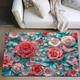 Roses Lake Blue Area Rug Kitchen Mat Non-Slip Oil Proof Floor Mat Livingroom Rug Indoor Outdoor Mat Bedroom Decor Bathroom Mat Entrance Rug Door Mat