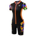 Malciklo Women's Triathlon Tri Suit Short Sleeve Triathlon Yellow Red Blue Plus Size Bike Breathable Anatomic Design Ultraviolet Resistant Quick Dry Reflective Strips Spandex Lycra Sports Patterned