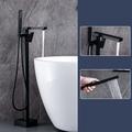 Freestanding Bathtub Faucet, 360° Swivel Spout Floor Mount Standing Tub Filler Single Handle Brass Tap with Hand Shower Sprayer