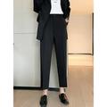 Women's Dress Pants Cropped Pants Solid Color Split Ankle-Length Micro-elastic High Waist Elegant Fashion Outdoor Office / Career Black White XS S Fall Winter