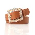 Women's Unisex PU Buckle Belt PU Leather Prong Buckle Crystal Rhinestone Casual Classic Party Daily Green White Black Brown