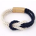 Women's Men's Braided Rope Chain Bracelet with Magnetic Clasp Bow Charm Bangle - Claret