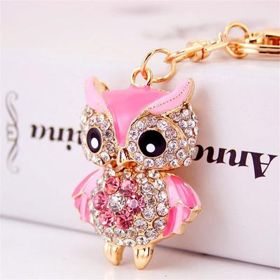 Lovely Owl Keychain Rhinestone Crystal Keyring Key Ring Chain Bag Charm Pendant Gift
