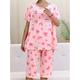 Women's Pajamas Pajama Top and Pant Sets Cartoon Heart Fashion Casual Soft Home Daily Bed Cotton Blend Breathable Crew Neck Short Sleeve T shirt Tee Shorts Elastic Waist Summer Spring Light Pink Pink