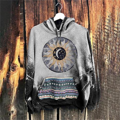 Men's Geometric Moon Hoodie Hoodies Sweatshirt Pullover Hoodie Sweatshirt Long Sleeve Hooded Sweatshirt Hooded Streetwear 3D Print Daily Sports Gray Print Spring Fall Designer