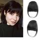 Clip in Bangs - 100% Human Hair Wispy Bangs Clip in Hair Extensions, Black Air Bangs Fringe with Temples Hairpieces for Women Curved Bangs for Daily Wear