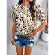 Women's Summer Tops Peplum Designer Shirt Polka Dot Tie Dye Work Casual Holiday Puff Sleeve Blue Beige Pleated Short Sleeve Vacation Neutral Daily High Neck Form Fit Summer Spring Summer