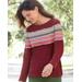 Blair Women's Striped-Yoke Bateau-Neck Tee - Red - PM - Petite