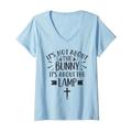Damen It's Not About The Bunny About The Lamb Christian Easter T-Shirt mit V-Ausschnitt