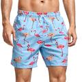 Per uomo Boxer da surf Pantaloncini da mare Boxer da mare Pantaloncini estivi Pantaloncini da spiaggia con fodera in rete Vita elastica Stampa Pop art Fenicottero Comfort Traspirante Breve Informale