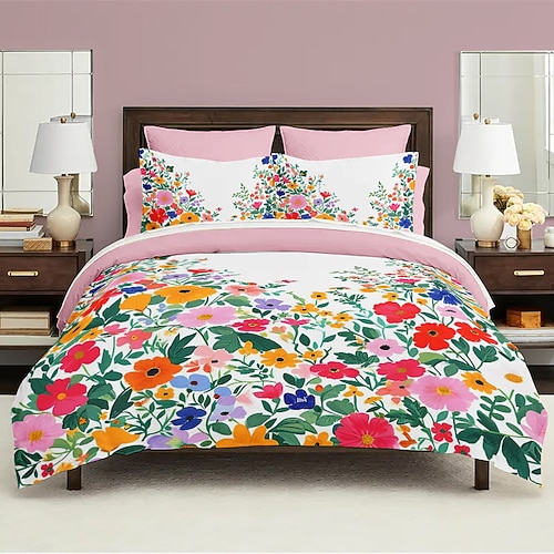 Set copripiumino con motivi floreali set morbido set biancheria da letto in cotone di lusso in 3 pezzi decorazioni per la casa regalo copripiumino king size queen