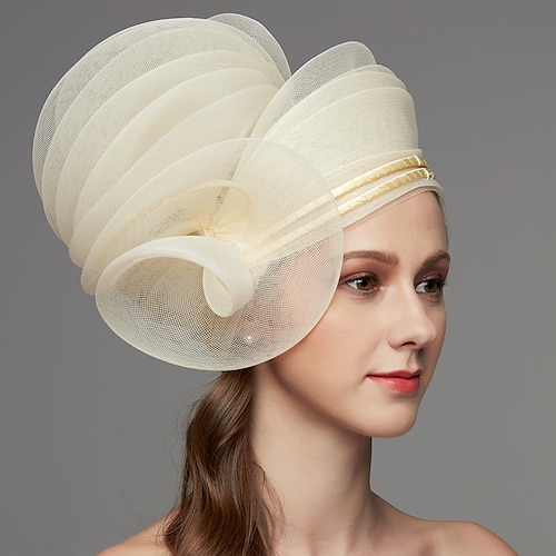 Fascinators Stile Vintage Elegante e Lussuoso Cappelli in Tulle Copricapo con Piuma Fiore Rifinitura 1 PC Matrimonio Corsa dei Cavalli Giorno delle Donne Copricapo per impressionare con l'Abito da